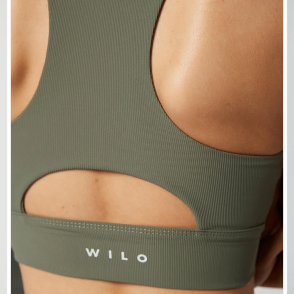 Wilo Base Ribbed Longline Sports Bra Medium M Khaki (Olive) - Picture 2 of 8